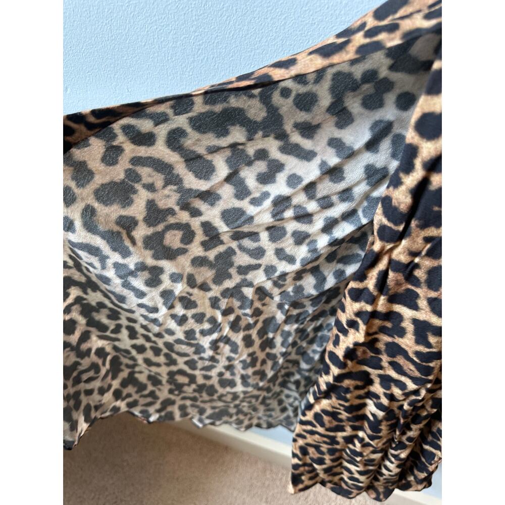 Zara Animal Print Long Sleeve Button Front Belted Maxi Dress - Picture 9 of 9